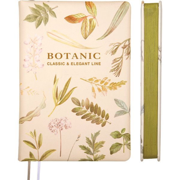 Ежедневник недатированный "deVENTE. Botanic" A5 (145 ммx205 мм) 320 стр, белая бумага 70 г/м² с бежевым срезом, печать в 2 краски, твердая обложка из 