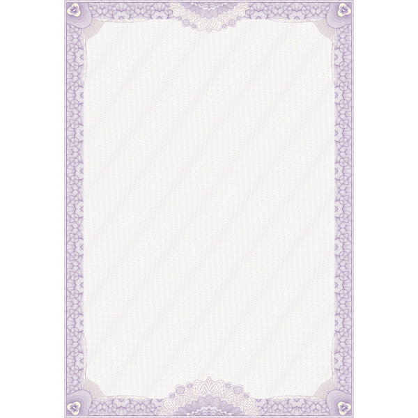 Сертификат-бумага A4, бумага с водяными знаками,  115 г/м², 25 шт, с фиолетовой рамкой