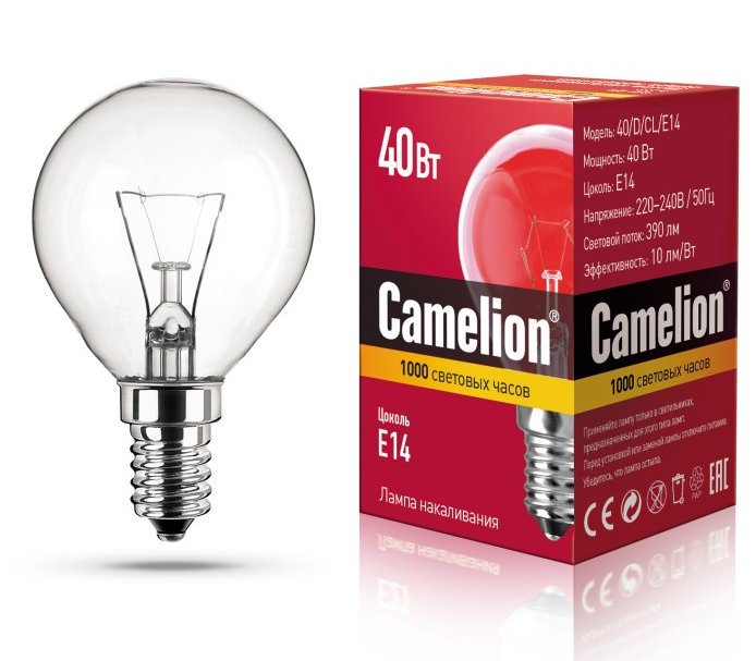 Лампа накаливания "Comelion" 40D E14 CL