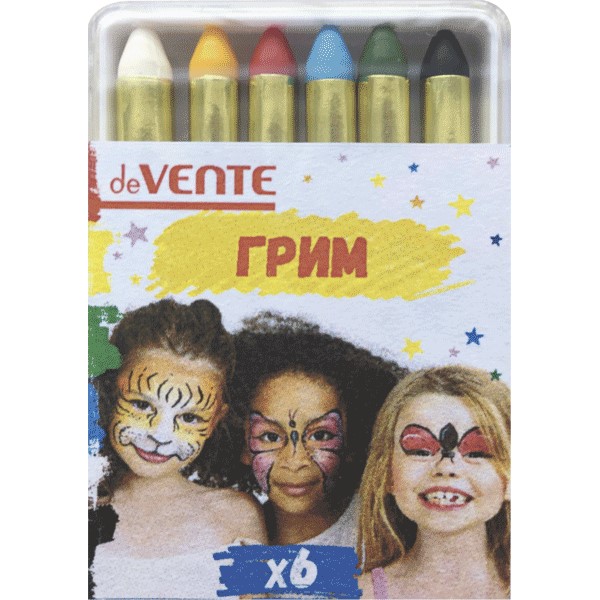 НВ Мелки для грима лица и тела "deVENTE" 6 классических цветов, 17 г, в пластиковой упаковке с подвесом