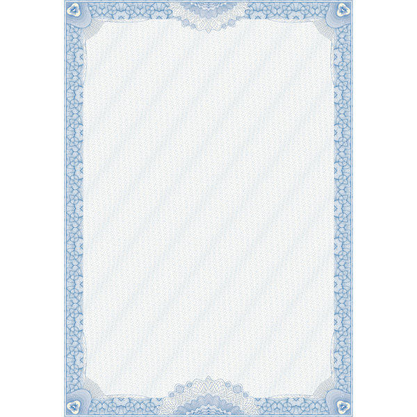 Сертификат-бумага A4, бумага с водяными знаками,  115 г/м², 25 шт, с синей рамкой