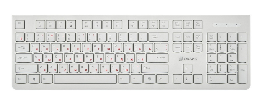 Клавиатура Oklick 505M slim, USB, белый