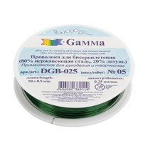 "Gamma"  / "Zlatka"   Проволока для бисера   металл   DGB-025  d 0.25 мм  50 м ± 0.5 м №05 зеленый