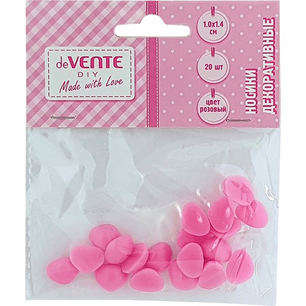 Носики декоративные "deVENTE" пластиковые, размер 10x14 мм, 20 шт, цвет розовый, в пластиковом пакете с блистерным подвесом