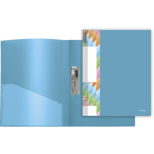 Папка с боковым прижимом deVENTE A4 17мм, ярко-голубой, 450мкм, фактура "песок", инд. марк., внутренний карман, с карманом на корешке, Juicy