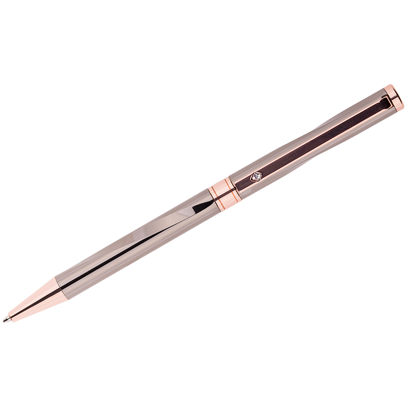 Ручка шариковая Delucci синяя, 1,0мм, корпус темно-серый/золото, поворот., подар. уп.