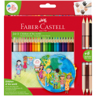 Карандаши цветные Faber-Castell "Дети мира", 24цв., трехгран, заточ.+6цв., карт. упак.