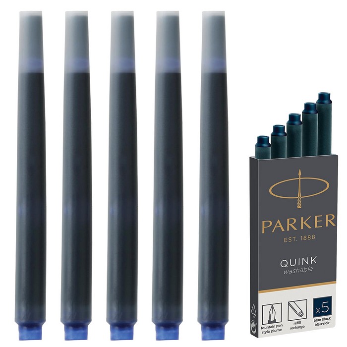 Картриджи чернильные Parker "Cartridge Quink" смываемые сине-черные, 5шт., картонная коробка