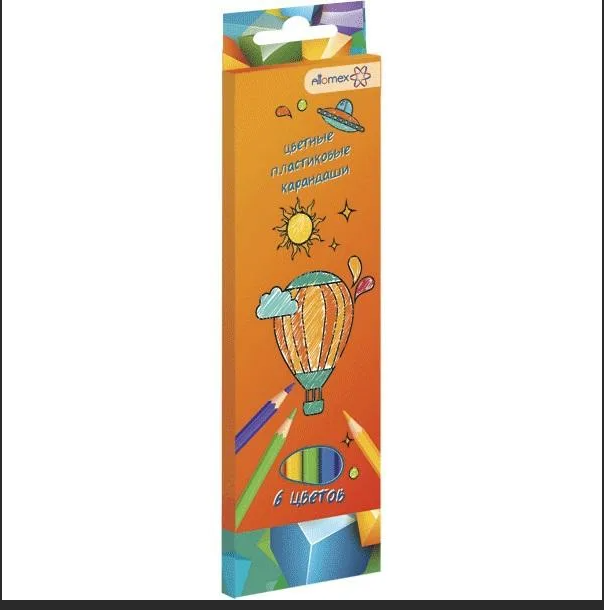 Карандаши цветные пластиковые "Attomex. Dino World" 06 цветов, 2М, диаметр грифеля 2,65 мм, шестигранные, в картонной коробке