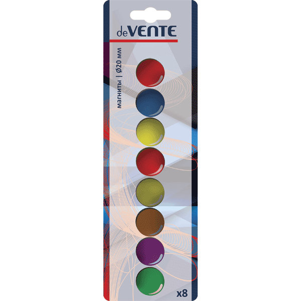 Магнит для доски офисной "deVENTE" 20 мм, 8 цветов ассорти (24 шт. в упак.)