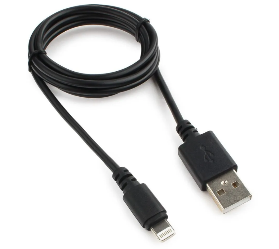 Кабель USB 2.0 AM - Lightning(M) (1м) 8P черный, пакет Cablexpert CC-USB-AP2MBP