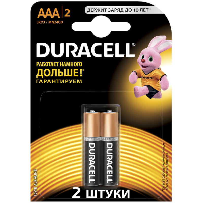 Батарейка AAA Duracell Basic Alkaline LR3 1,5V (2BL)
