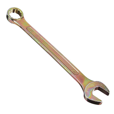 ЕРМАК Ключ рожково-накидной, 17мм, желтый цинк