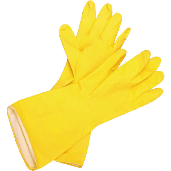 ТБ Перчатки хозяйственные латексные "CleanLab" внутреннее напыление 100% хлопок, размер L (большой), желтые
