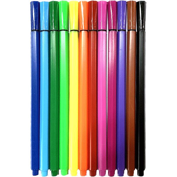 Набор ручек капиллярных "deVENTE" 12 цветов, d=0,4 мм, с цветным шестигранным корпусом, в пластиковом блистере