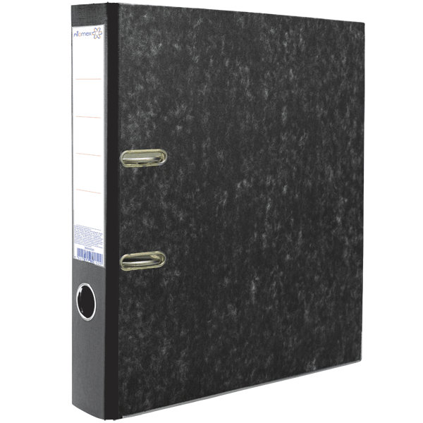 Папка-регистратор Attomex A4 50мм мрамор с черным корешком, с металлической окантовкой, разобранная, с карманом, картон