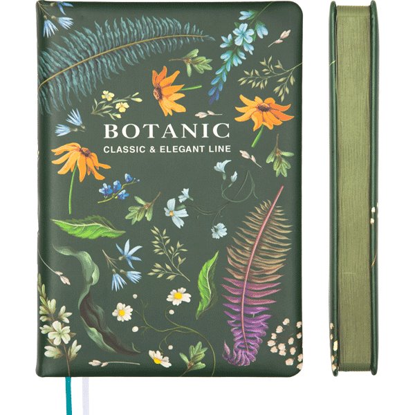 Ежедневник недатированный "deVENTE. Botanic" A5 (145 ммx205 мм) 320 стр, белая бумага 70 г/м² с оливковым срезом, печать в 2 краски, твердая обложка и