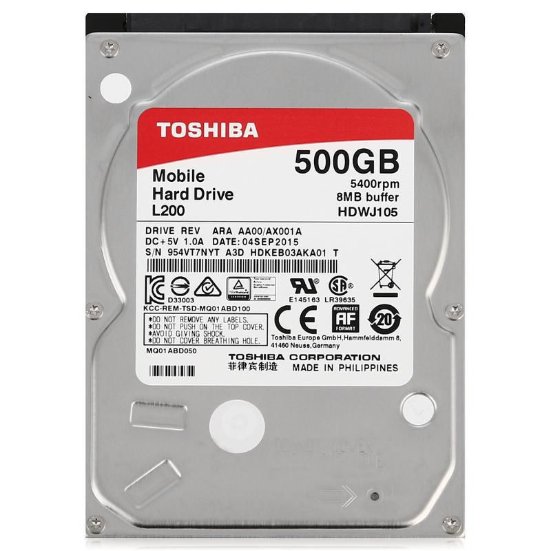 Жесткий диск Toshiba SATA-II 500Gb HDWJ105UZSVA L200 (5400rpm) 8Mb 2.5"