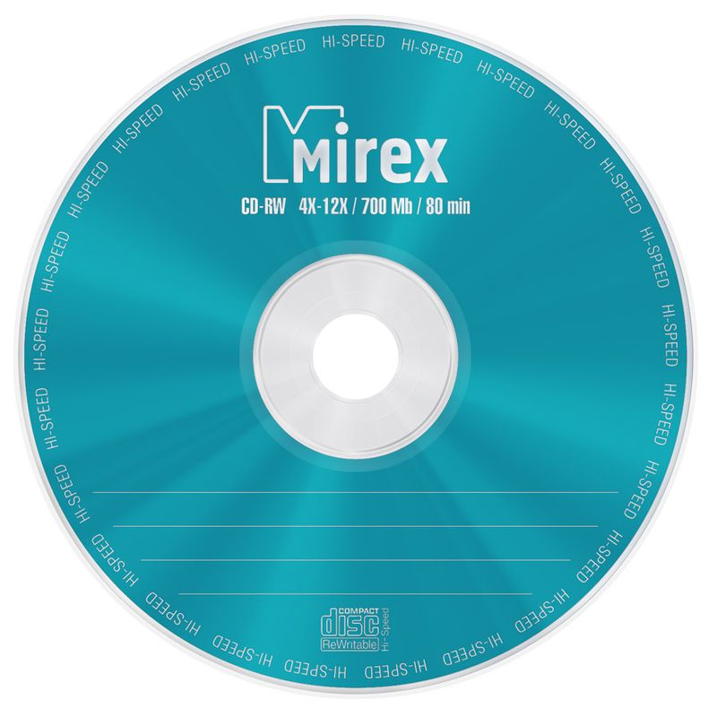 Диск CD-RW Mirex 700MB, 4х-12x, в бумажном конверте с окном (UL121002A8C)