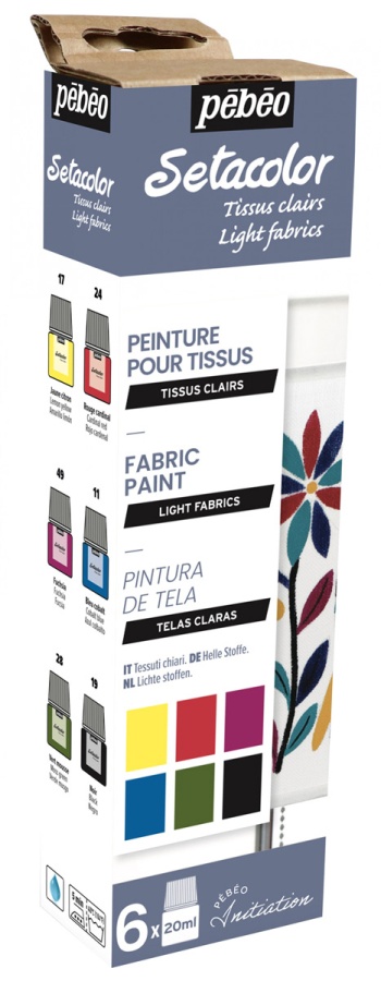 "PEBEO"   Набор красок Setacolor Light Fabrics "Открытие" для светлых тканей   6 цв.  20 мл 756482