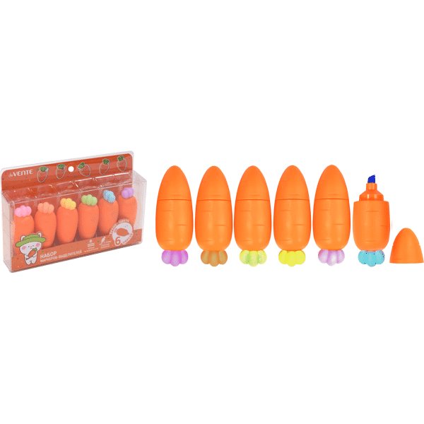 Набор маркеров-выделителей "deVENTE. Kawaii Carrot" (06 цв) мини-корпус в форме морковки, скошенный наконечник, ширина линии 1-5 мм, в пластиковой кор