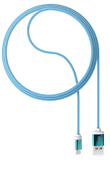 Кабель USB 2.0 AM - Lightning(M) (1,5м) Ritmix RCC-321 Blue тканевая оплетка блистер