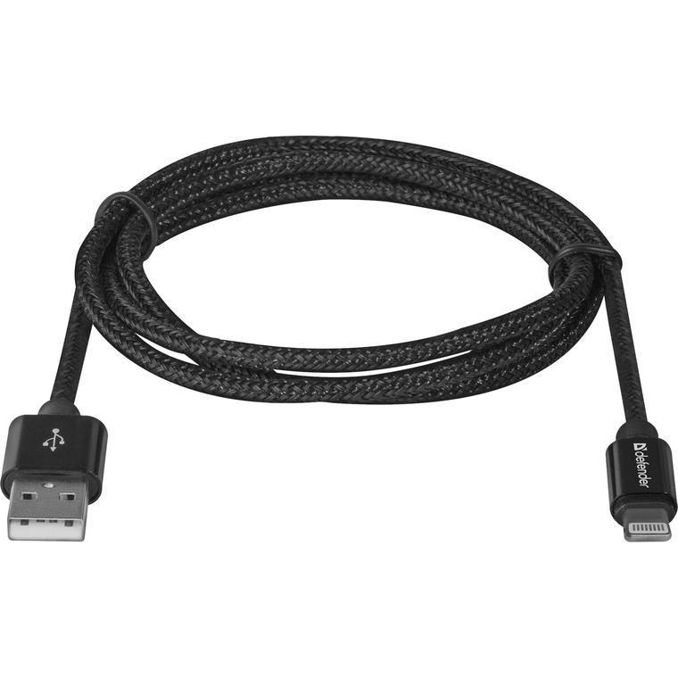 Кабель USB 2.0 AM - Lightning(M) (1м) 8P 2.1А черный Defender ACH01-03T PRO