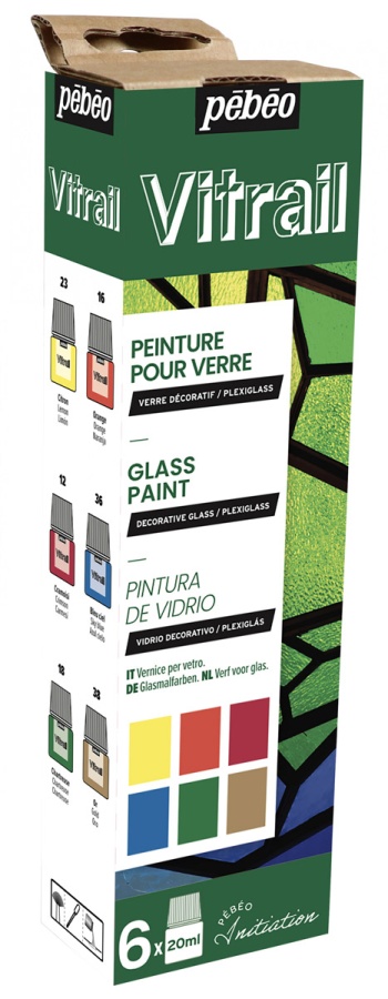 "PEBEO"   Набор красок Vitrail "Открытие" по стеклу и металлу   6 цв.  20 мл 756421