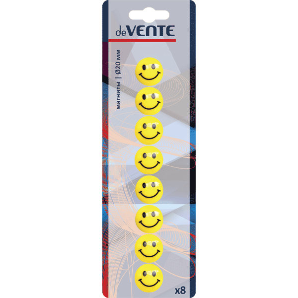Купить Магнит для доски офисной "deVENTE. Smile", 20 мм, 8 шт, желтый цвет, в картонном блистере в Грозном