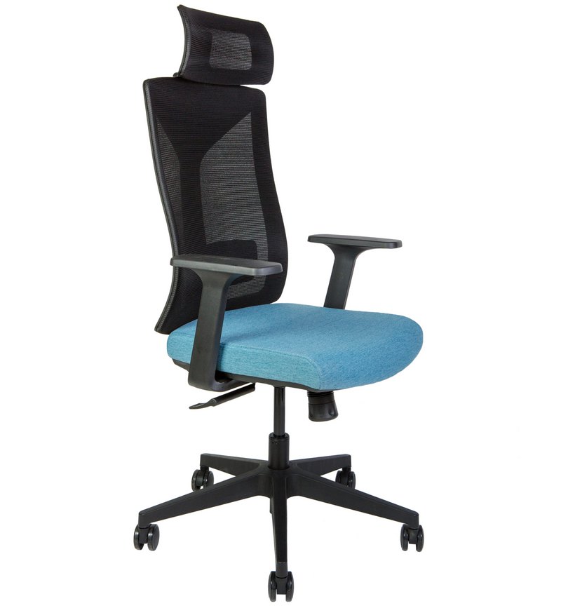 Купить Кресло офисное / Бостон / черная сетка / синяя ткань / черный пластик 8001A blue в Грозном