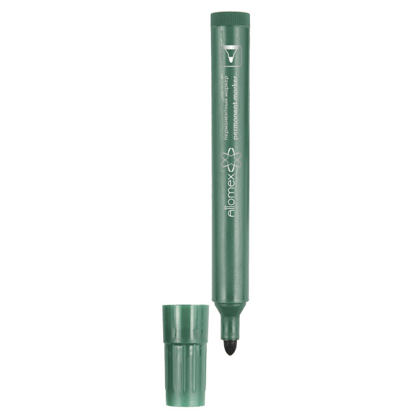 Маркер перманентный "Attomex" круглый корпус, пулевидный наконечник, ширина линии 3 мм, зеленый