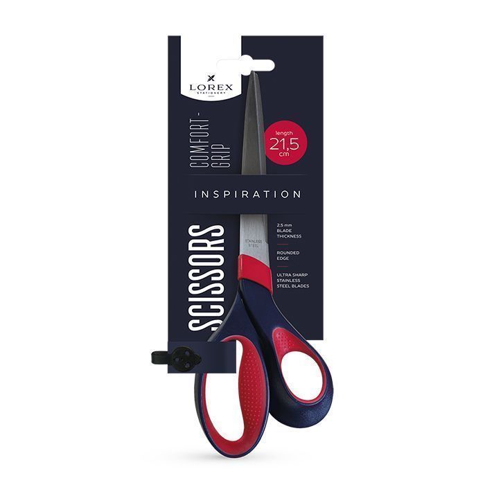 Ножницы LOREX COMFORT-GRIP INSPIRATION 215 мм черно-красн. эргоном. ручки пластиковые с резин. вставками