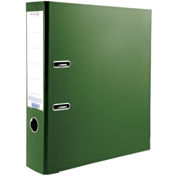 Папка-регистратор Attomex A4 75мм зеленый, с металлической окантовкой, разобранная, с карманом, PP