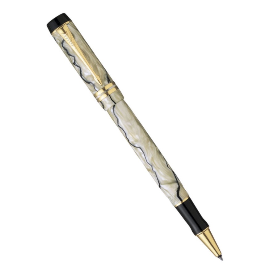 Ручка-роллер Parker Duofold T186, цвет: Pearl & Black, стержень: Fblack