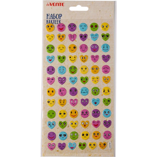 Набор наклеек для творчества объемные "deVENTE. Emoji" 11,5x22 см, в пластиковом пакете с блистерным подвесом