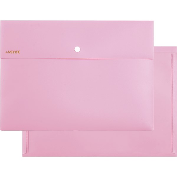 Папка-конверт deVENTE A4 розовый, на кнопке, 350мкм, фактура "песок", внешний карман, инд. марк., Pastel