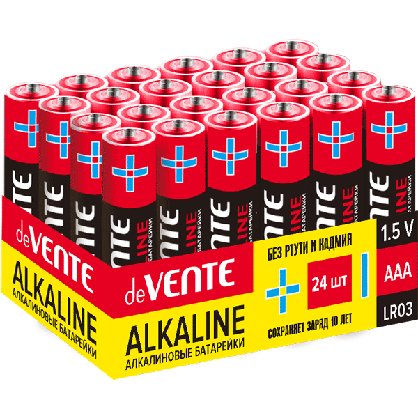 Батарейка AAA "deVENTE. Alkaline" AM4 LR3 1,5V (1/4) в т/у пленке