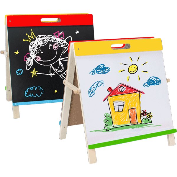 Доска для рисования детская комбинированная "deVENTE" 47x10,5x51 см, деревянная складная, настольная, двустороннее полотно для рисования и в качестве 