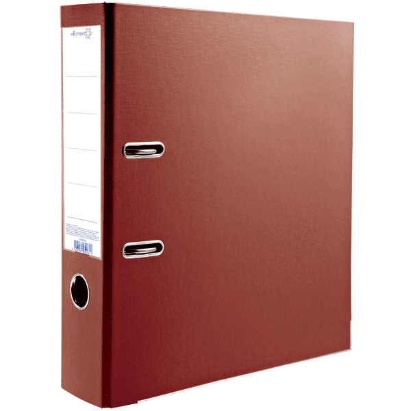 Папка-регистратор Attomex A4 75мм красный, с металлической окантовкой, разобранная, с карманом, PP