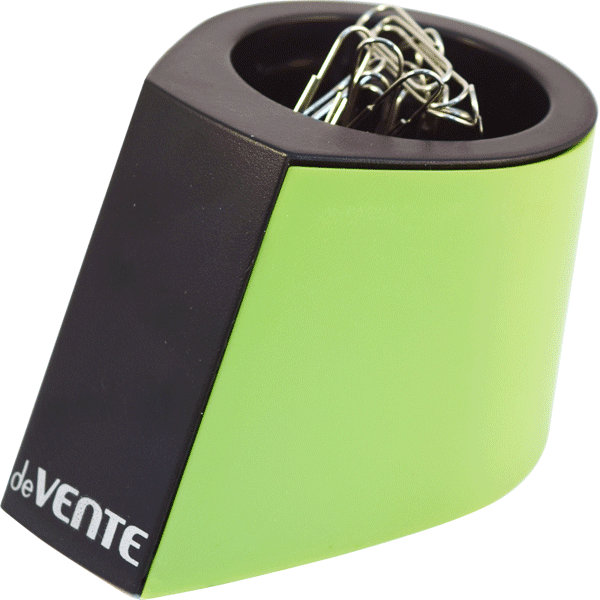 Подставка для скрепок магнитная "deVENTE" 9x7x6,3 см в комплекте со скрепками 30 шт, пластиковая, в картонной коробке, салатовая