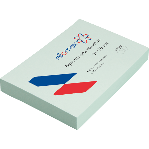 Клейкая бумага для заметок "Attomex" 51x76 мм, 100 листов, голубая