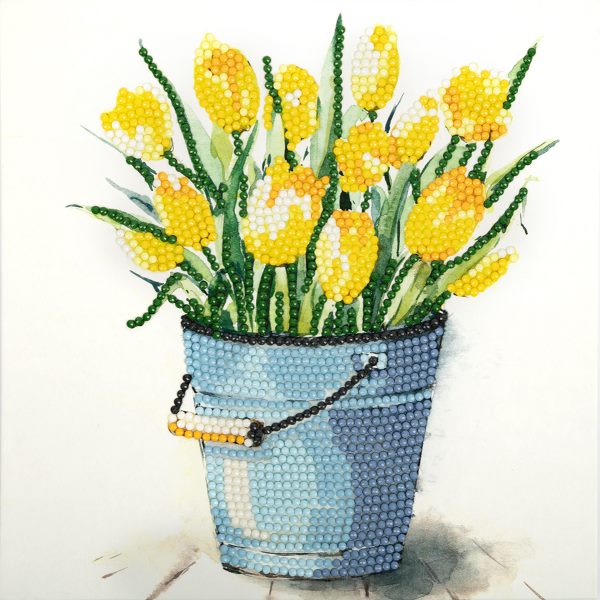 Кристальная (алмазная) мозаика  "ФРЕЯ" ALBP-265   постер "Желтые тюльпаны" 20 х 20 см