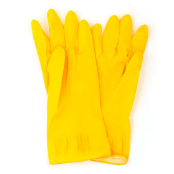 ТБ Перчатки хозяйственные латексные "CleanLab" плотные, внутреннее напыление 100% хлопок, размер М (средний), желтые
