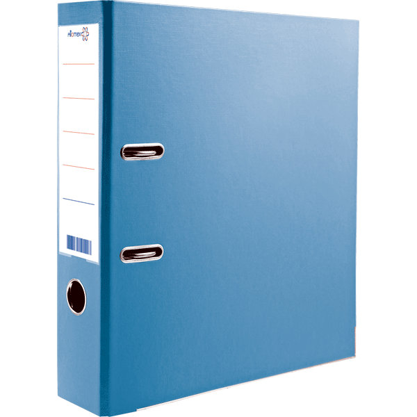 Папка-регистратор deVENTE A4 75мм голубой, двусторонний, с металлической окантовкой, разобранная, с карманом, PP